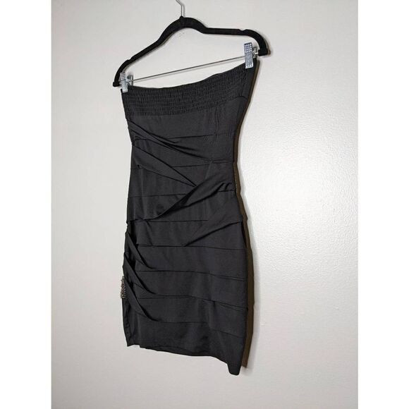 Nikibiki Strapless Bejeweled Black Mini Dress Small - Picture 9 of 13